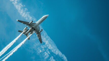 Poster - A business jet climbing steeply into a clear blue sky, its powerful engines propelling it towards the next destination in the fast-paced world of corporate travel.