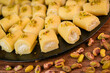  LEBANESE PASTRY RECIPE, ORIENTAL FOOD, HALAWET AL JEBEN, MOZARELLA, ASHTA AND FINE SEMOLINA. High quality photo