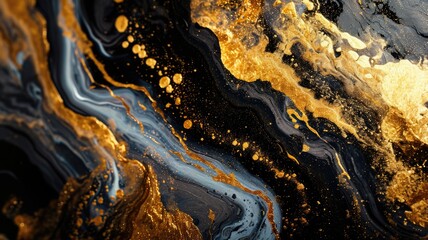 The abstract picture of the two colours between gold and black colour that has been mixing with each other in the form of the ink or liquid to become beautifully view of this abstract picture. AIGX01.