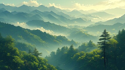 Wall Mural - background landscape Green Mountain