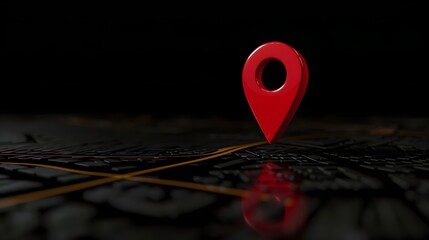 Wall Mural - Navigational Search Engine Optimization Maps Red Marker On Dark Black Background (Generative AI)