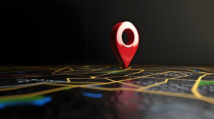 Wall Mural - Navigational Search Engine Optimization Maps Red Marker On Black Background (Generative AI)