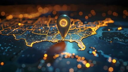 Wall Mural - Navigational Search Engine Optimization Maps Marker On City Lights Background (Generative AI)