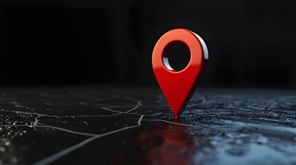 Wall Mural - Navigational Search Engine Optimization Maps Red Marker On Dark Black Background (Generative AI)
