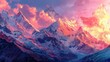 © Plaifah - A colorful sunrise over snow-capped mountains, casting a warm glow over icy peaks and valleys