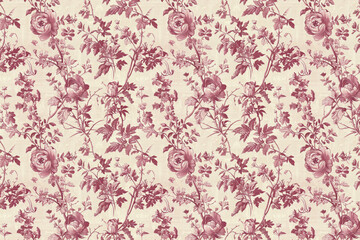 Poster - Toile floral pattern tapestry. Vintage botanical wallpaper pattern. Background image. Created with Generative AI technology