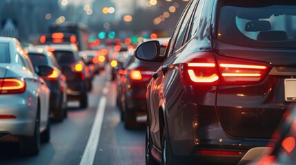 Aufkleber - A congested highway during rush hour, with cars bumper-to-bumper, illustrating the frustration of gridlock traffic