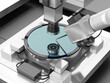 Semiconductor Silicon Wafer Probe testing process. 3D rendering image. 
