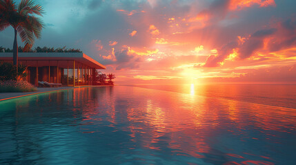 Wall Mural - sunset in the maldives