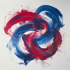 Poster - Vibrant red and blue brushstrokes create a minimalist, dynamic abstract composition