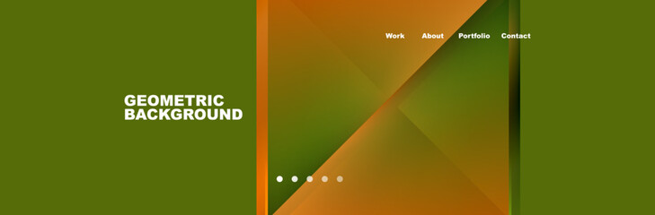 Aufkleber - a geometric background with orange and green triangles on a green background . High quality
