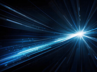 Poster - Vector Abstract, science, futuristic, energy technology concept. A digital image of light rays, stripes, lines with blue light, speed, and motion blur over a dark blue background design.