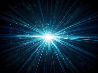 Poster - Vector Abstract, science, futuristic, energy technology concept. A digital image of light rays, stripes, lines with blue light, speed, and motion blur over a dark blue background design.