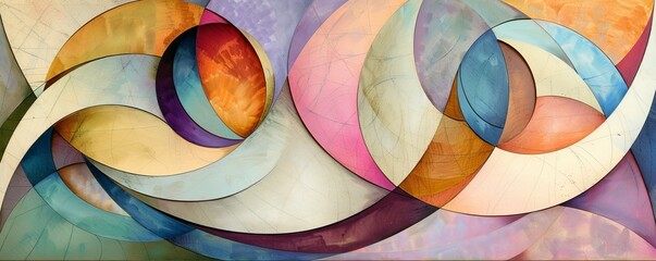 Poster - Abstract backgrounds, layered paper collage look, muted pastel tones