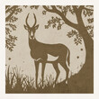 Gazelle. Landscape illustration. Logo design for use in graphics. T-shirt print, tattoo design. Generated by Ai