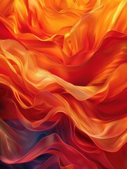 Poster - Abstract reds and oranges flow in wind-blown ribbons, a vivid abstract design pattern
