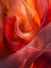 Poster - Design of abstract ribbons flow in a wind-blown pattern with vivid reds and oranges
