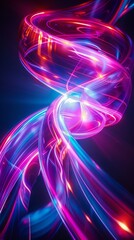 Poster - Dynamic arrangement of neon pink and blue swirls in an abstract, flowing design