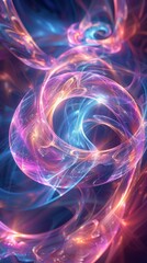 Poster - Abstract neon pink and blue swirls flow dynamically in the design arrangement