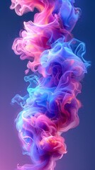 Poster - Vibrant neon pink and blue swirls create a dynamic, flowing abstract design with captivating energy