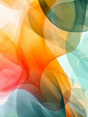 Poster - Abstract design, with organic flowing lines in a soothing pastel palette, features elegant curves