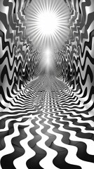 Poster - Abstract design, optical illusion with twisting and turning shapes, monochrome with a 3D effect