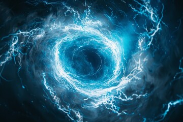 Poster - Abstract swirling energy fields feature bright electric blue with dynamic motion effects
