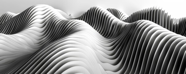 Poster - Abstract lines, minimalist black and white composition, interlocking patterns