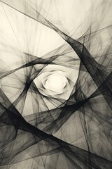 Poster - Abstract lines, network of intersecting paths, creating a sense of depth, monochrome with light accents