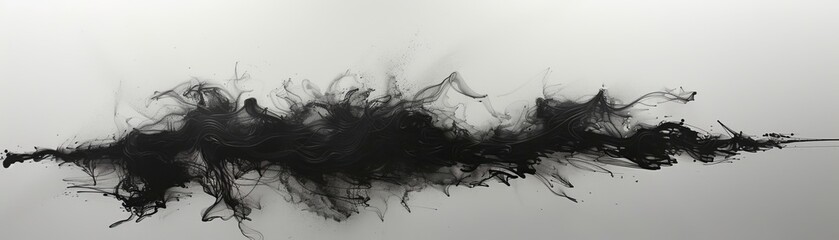 Poster - Abstract lines, thin, delicate threads weaving across a dark canvas, creating a sense of depth