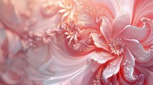 Abstract Floral Fractal Design In Pink And White With Soft Swirls And Intricate Details.