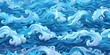 Wallpaper pattern in the form of beautiful blue raging ocean waves