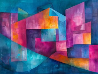 Poster - Influenced by Rothko, modernist abstract art features bold, large blocks of color