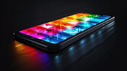 Poster - Smartphones and Devices: A 3D vector illustration of a sleek smartphone with a vibrant display