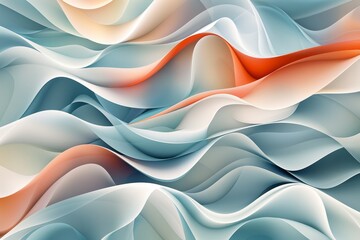 Poster - Abstract shapes, blending of organic and geometric forms, soft edges, soothing pastel color palette