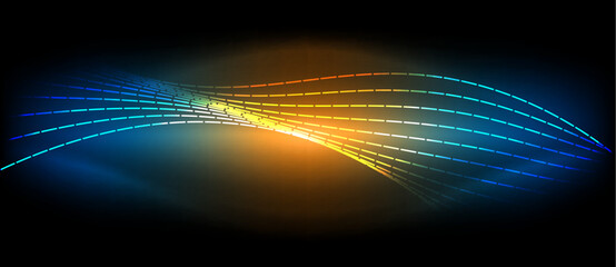 Aufkleber - Electric blue and amber wave illuminates the sky against the black horizon, resembling an automotive lighting event. Gas and geological phenomenon merge in this striking image on the asphalt