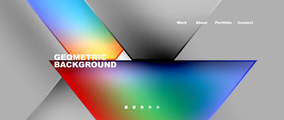 Aufkleber - A colorful geometric background featuring a rainbowcolored triangle on a sleek gray backdrop. The electric blue hues add a vibrant touch to the design