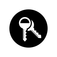 Poster - Two key icon on black circle. Activation sign symbol