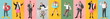 © Pixel-Shot - Collage of businessmen dreaming about vacation on color background