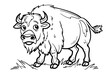 Basic cartoon clip art of a bison, bold lines, no gray scale, simple coloring page for toddlers