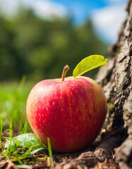 Wall Mural - Apple near tree stem