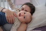 Fototapeta  - mother love her child, baby daughter