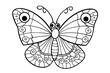 basic cartoon clip art of a Butterfly, bold lines, no gray scale, simple coloring page for toddlers