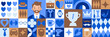 Happy Father's Day icons elements with geometric pattern.