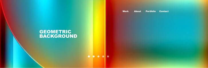 Aufkleber - This geometric background features a vibrant rainbow of colors including Electric blue, Magenta, and Amber. Circles, rectangles, and patterns create a colorful and artistic design