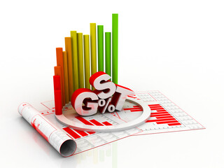 Poster - 3d rendering Stock market online business concept. business Graph with GST
