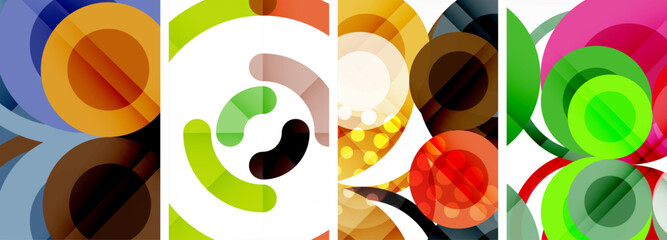 Poster - A mesmerizing display of colorful circles creating a captivating pattern on a white canvas. This visual arts piece showcases the beauty of art paint and graphics