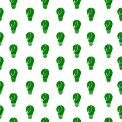 Canvas Print - Eco light bulb icon seamless pattern on white