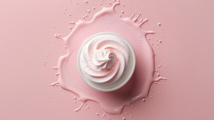 Wall Mural - A white frosted cupcake with pink frosting on top