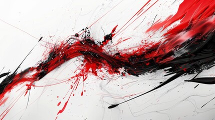 Abstract art of chaotic red streaks on a monochrome canvas evoking passion and movement